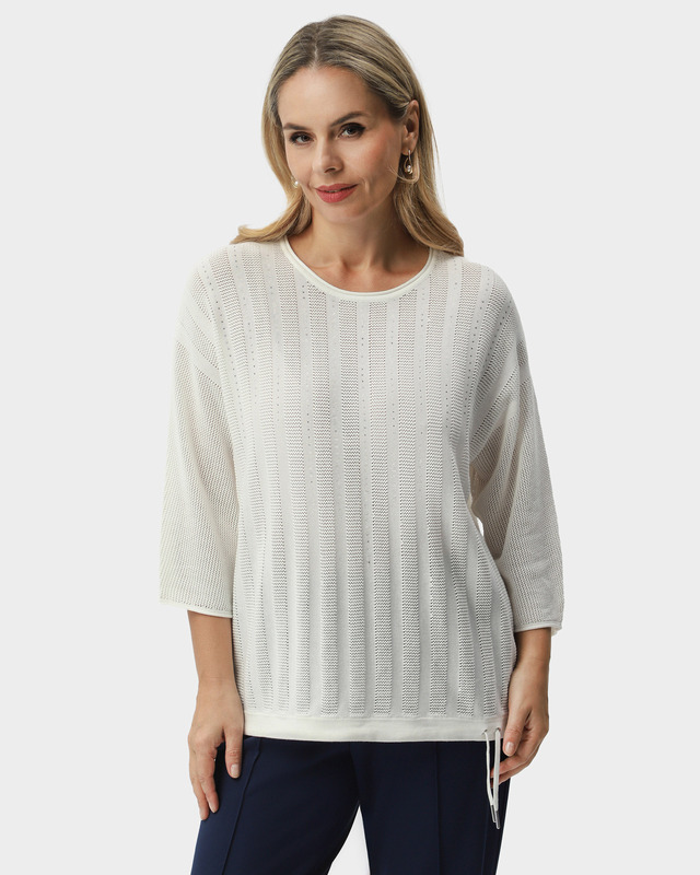 Ажурный пуловер посадки Chloe с термоклеевыми стразами