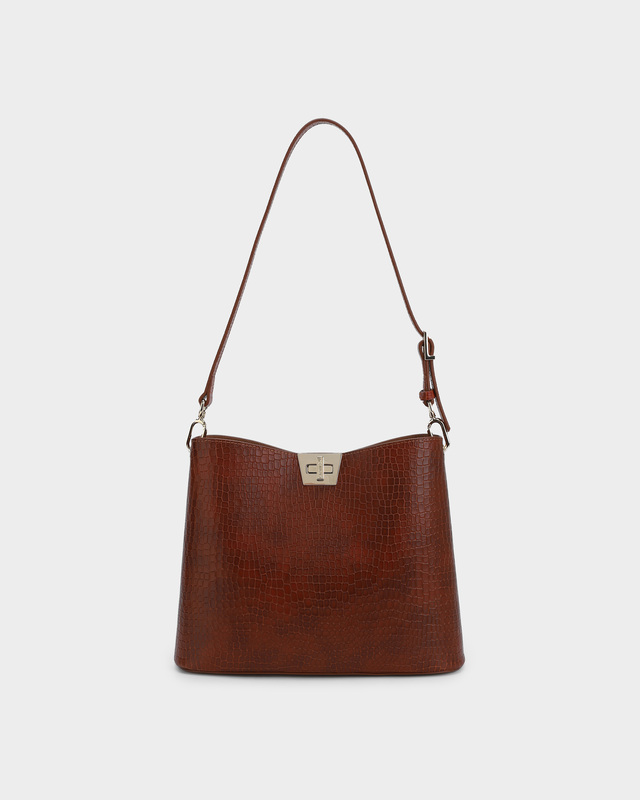 Сумка из натуральной кожи с тиснением под рептилию