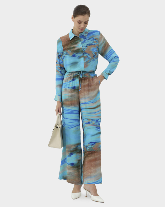 Брюки классического прямого кроя с ярким принтом