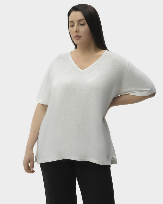 Пуловер свободного кроя со льном и хлопком в составе