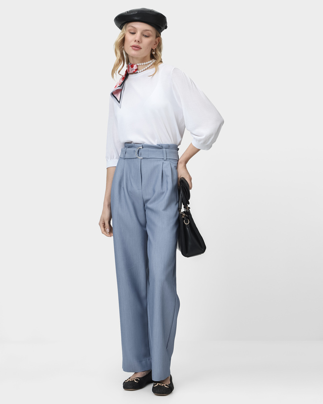 Брюки PAPERBAG с высокой посадкой и съемным поясом из основной ткани 7990₽