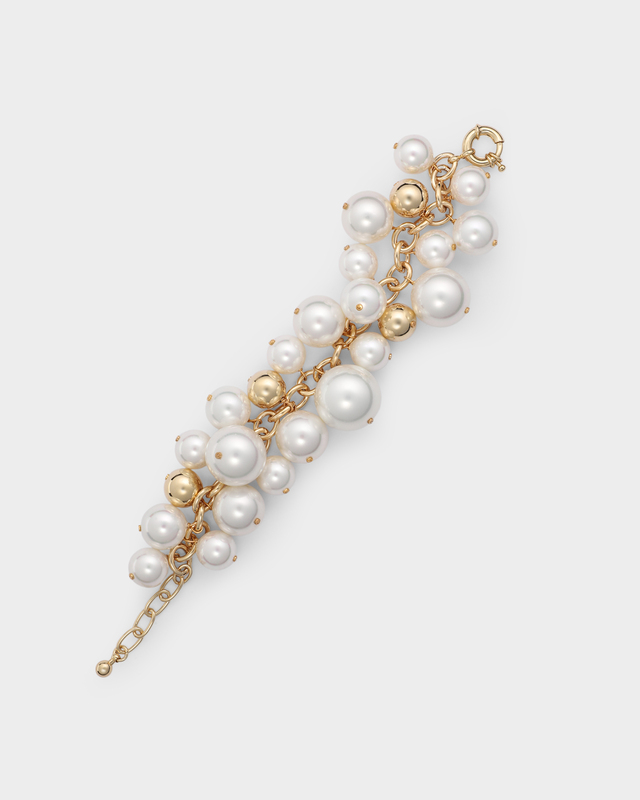 Браслет с жемчужинами Майорка и позолоченной цепью
