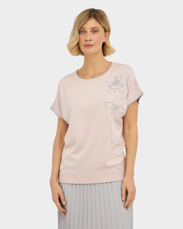 Джемпер с короткими рукавами и вышивкой