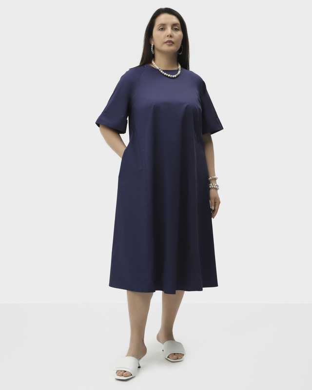 Летнее платье из хлопка с короткими рукавами на манжетах 24990₽