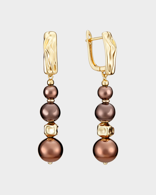 Позолоченные серьги с гематитом