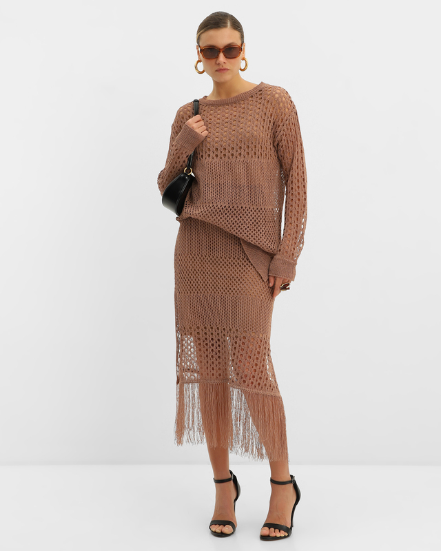 Ажурная юбка с бахромой