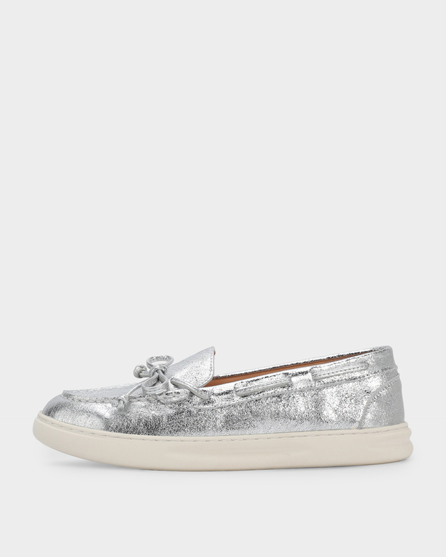 Лоферы из натуральной кожи с эффектом металлик