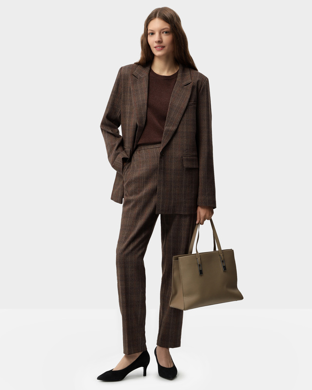 Брюки в клетку с шерстью в составе