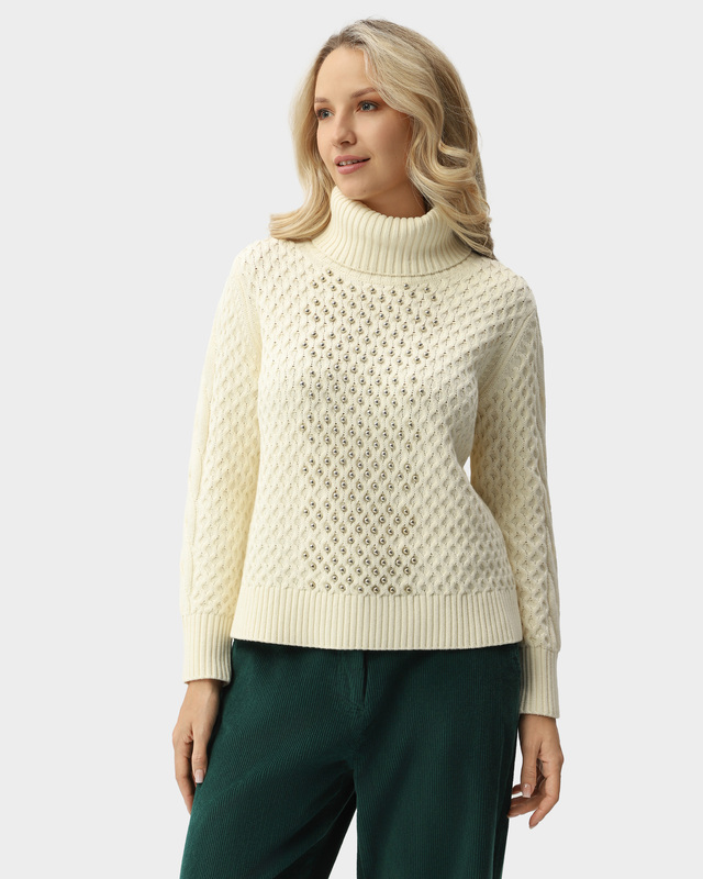 Пуловер прямого кроя с хлопком в составе