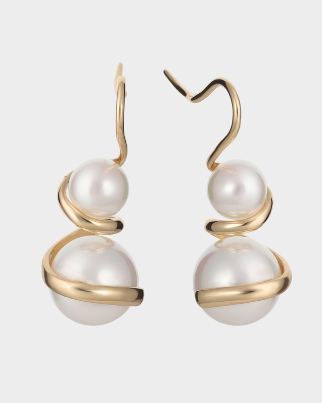 Серьги-пружинки с жемчугом Майорка разного диаметра