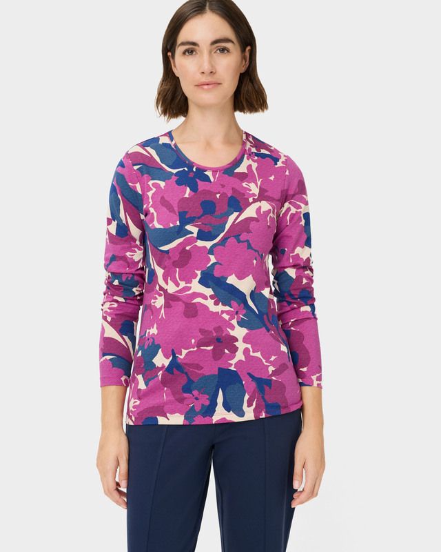 Хлопковый лонгслив с цветочным принтом по всей поверхности