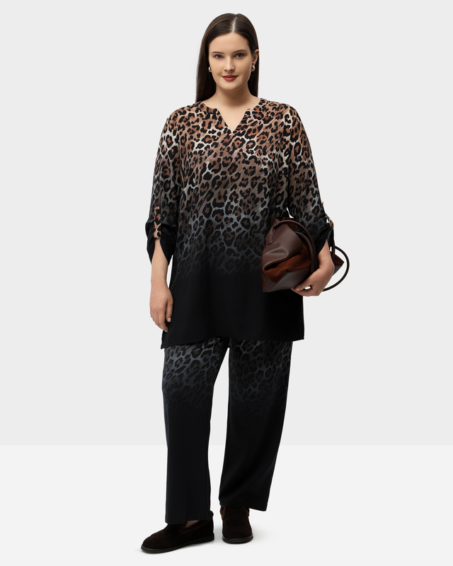 Брюки прямого кроя с леопардовым принтом