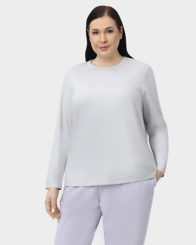 Мягкий хлопковый лонгслив прямого силуэта