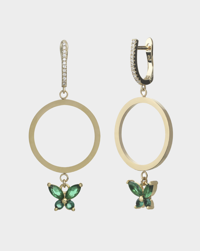 Серьги с подвеской в виде бабочки