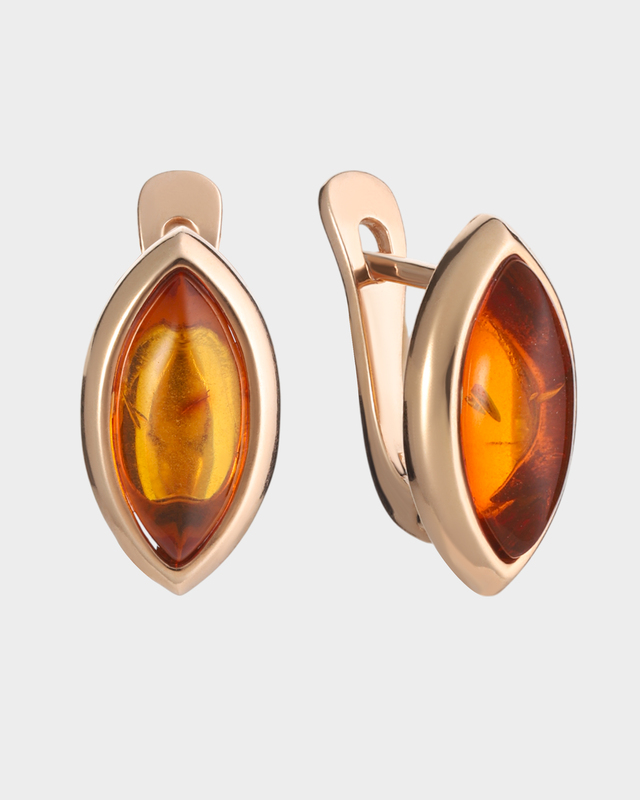 Серьги из позолоченного серебра с природным янтарем