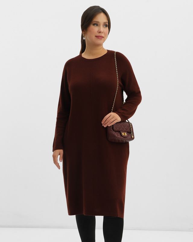 Платье с круглым вырезом и рукавом реглан из шерсти и кашемира