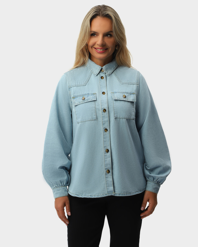 Рубашка из мягкого хлопкового денима с длинными рукавами 8690₽