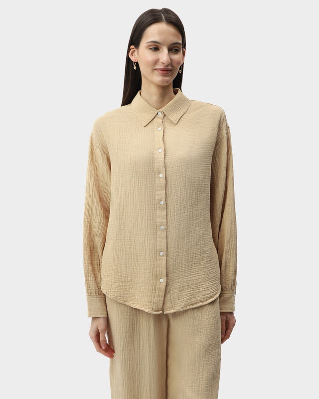 Рубашка оверсайз из фактурной хлопковой ткани