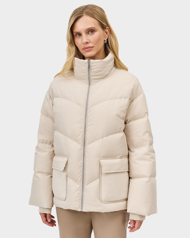 Куртка с воротником-стойкой и внутренней трикотажной вставкой на молнии