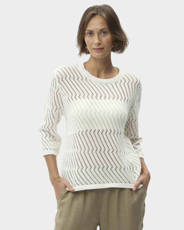 Пуловер ажурной вязки с добавлением хлопка