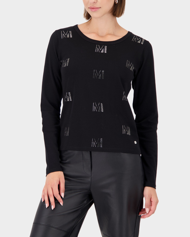 Хлопковый лонгслив с декором в виде букв М из страз