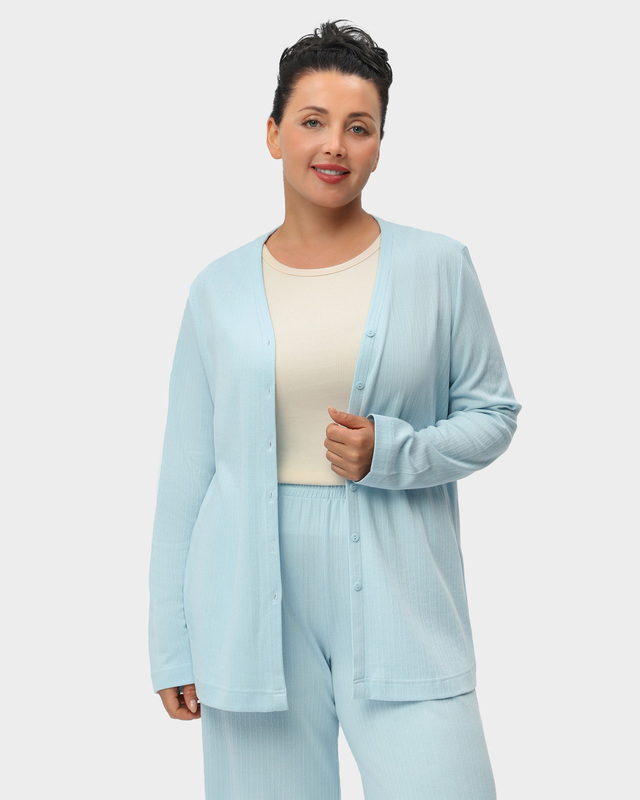 Пижамная блуза из ажурного хлопкового трикотажа