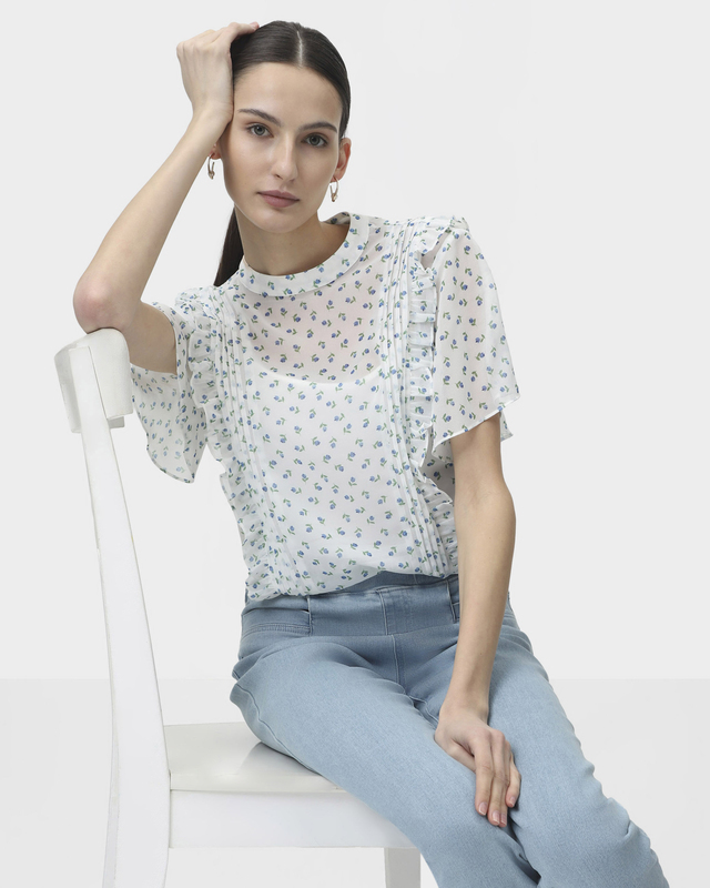 Шифоновая блузка с цветочным принтом и внутренним топом