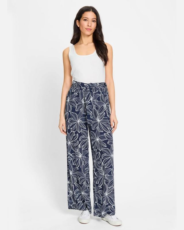 Брюки свободного кроя Anna Wide из вискозы с принтом по всей поверхности