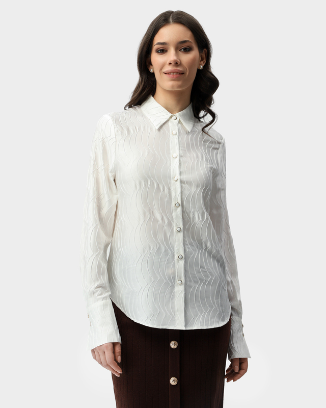 Блузка из фактурной сатиновой ткани с акцентными манжетами