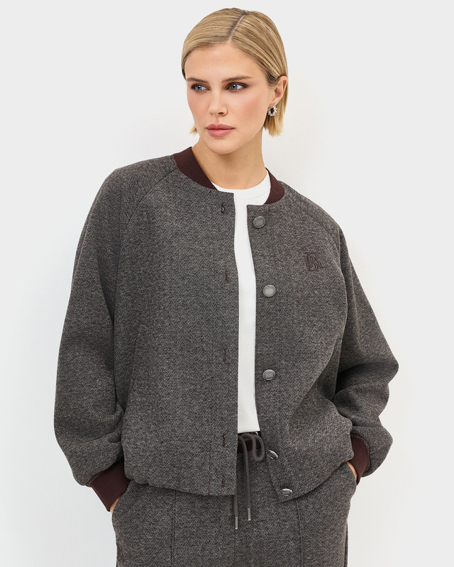 Бомбер из теплого трикотажа с шерстью