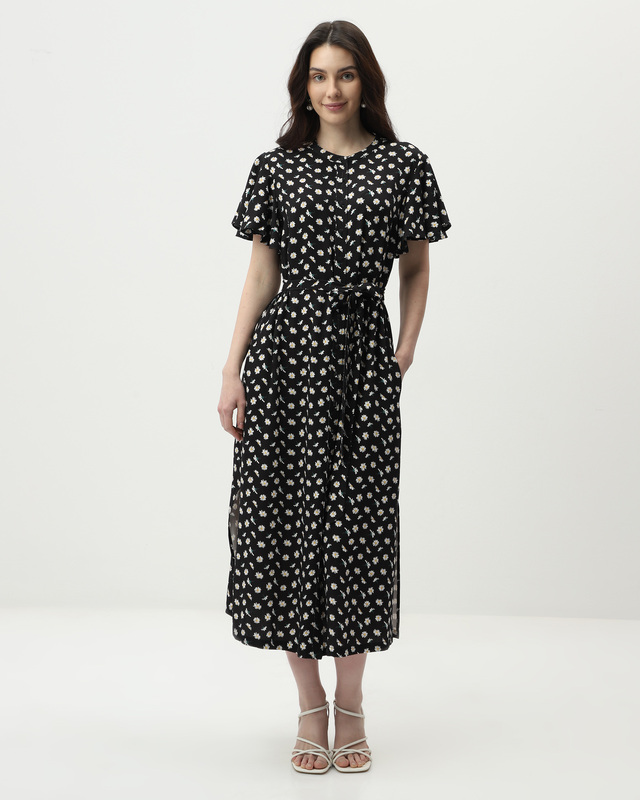 Платье с цветочным принтом и поясом-лентой 4490₽