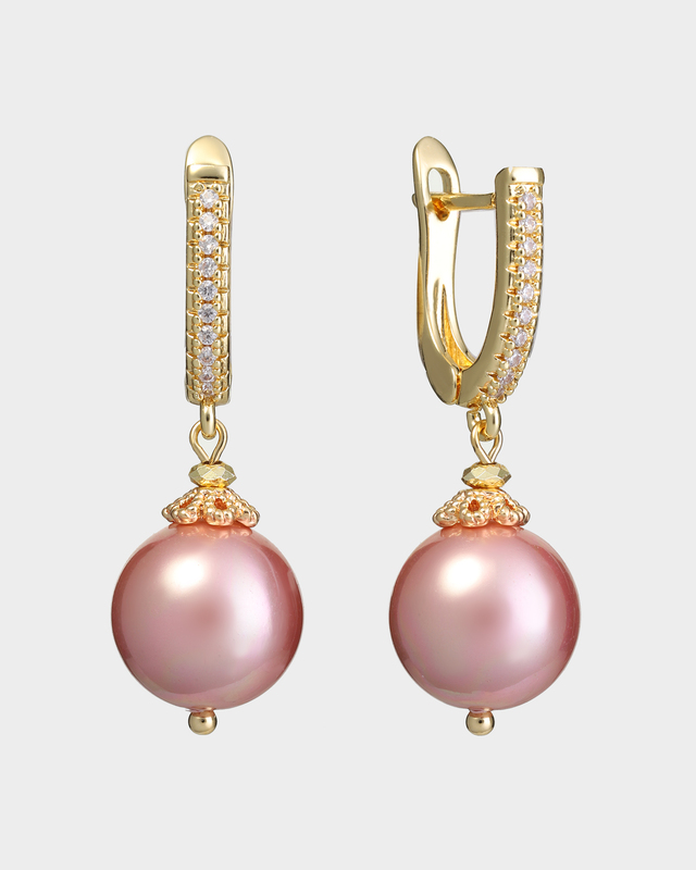 Серьги с жемчугом Майорка и цирконами