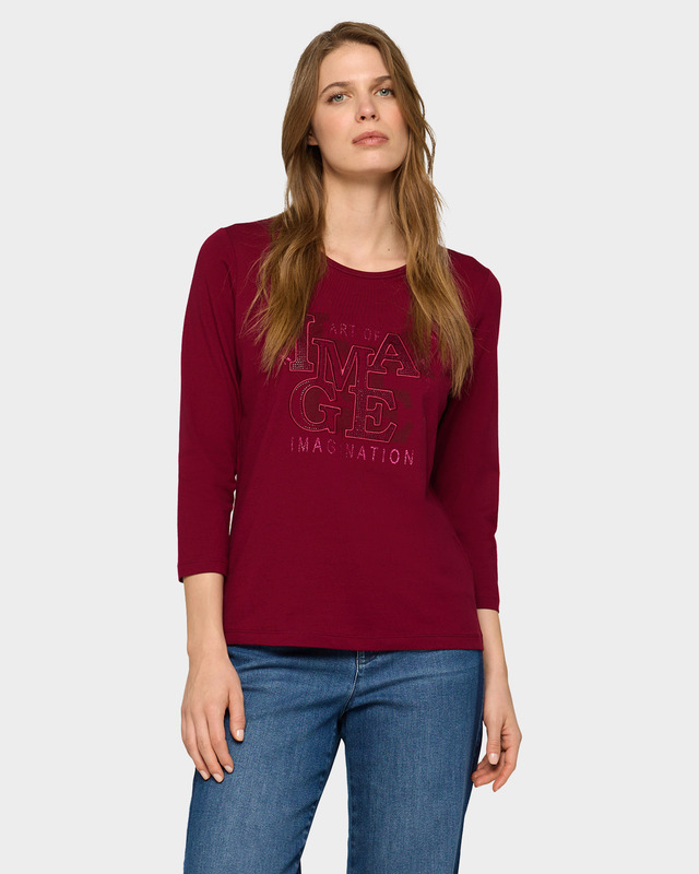 Лонгслив из эластичного хлопка со стразами