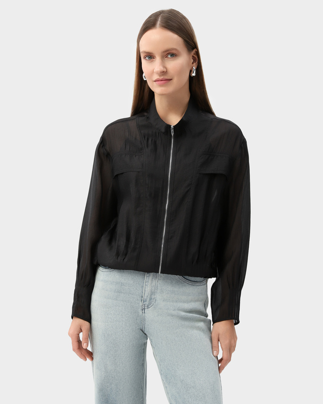 Полупрозрачная блузка из смесовой вискозы с застежкой на молнию