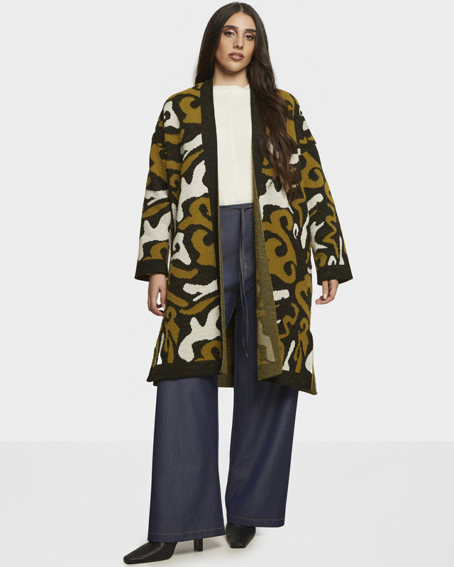 Удлиненный кардиган с жаккардовым узором