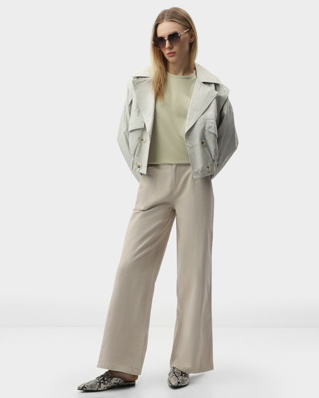 Брюки прямого кроя из хлопка с высокой посадкой и рельефными вертикальными швами