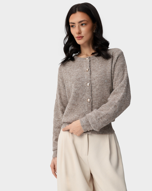 Кардиган из мерцающей пряжи с микропайетками, люрексом и шерстью в составе