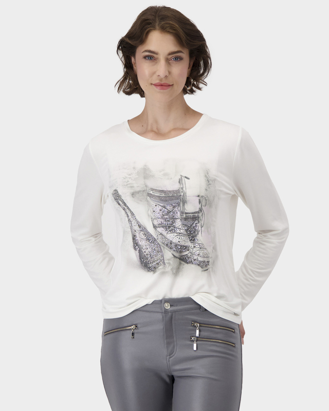 Лонгслив с принтом и стразами