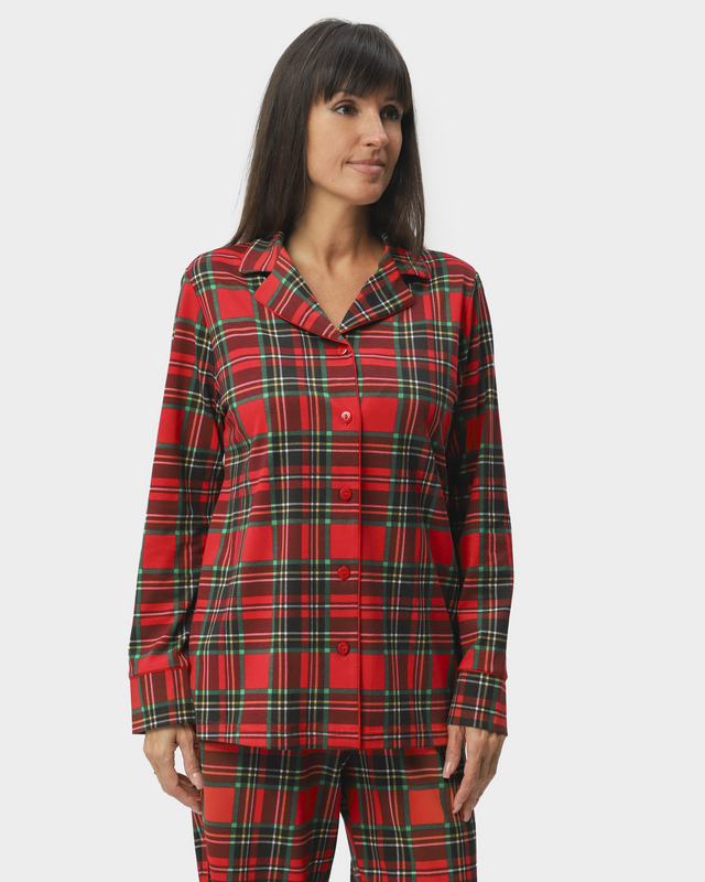 Пижамная рубашка из натурального хлопка в клетку