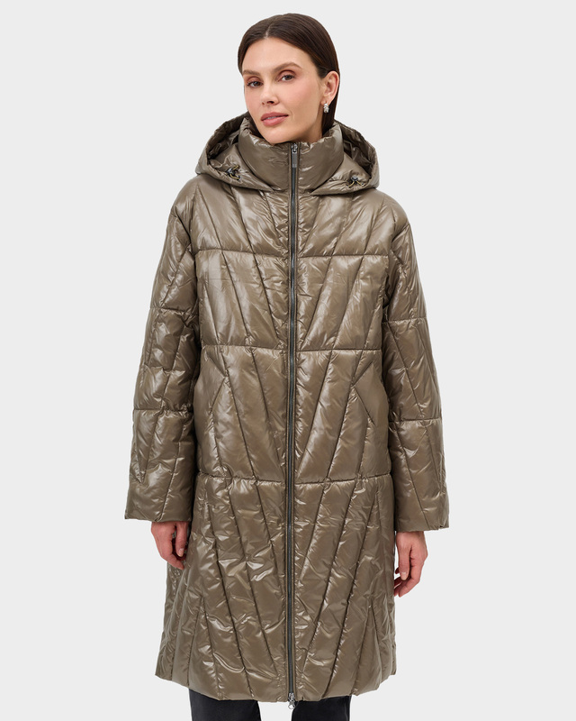 Стеганое пальто с утеплителем из биопуха DuPont Sorona