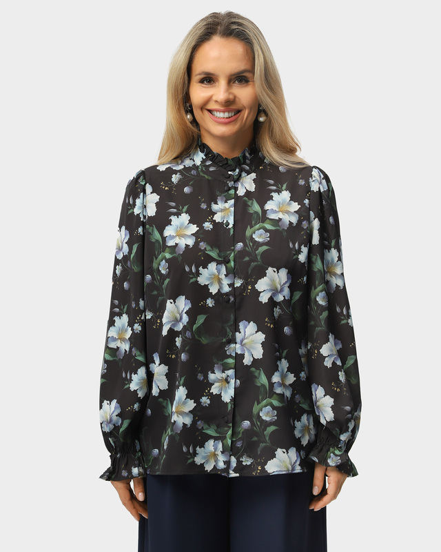 Блузка прямого кроя с цветочным принтом