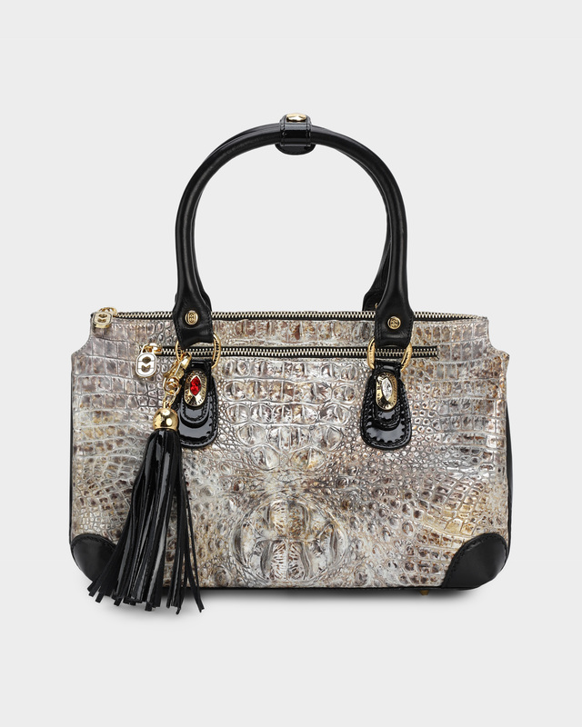 Сумка-багет из натуральной кожи с тиснением под крокодила