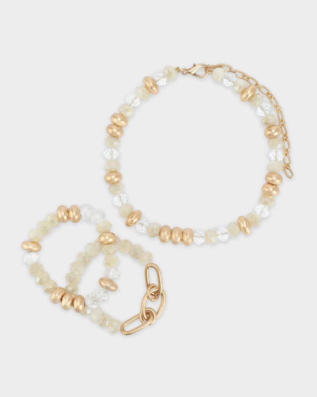 Комплект: фактурное колье и набор браслетов