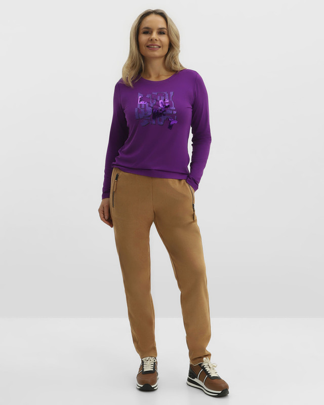 Брюки прямого кроя с эластичным поясом на кулиске