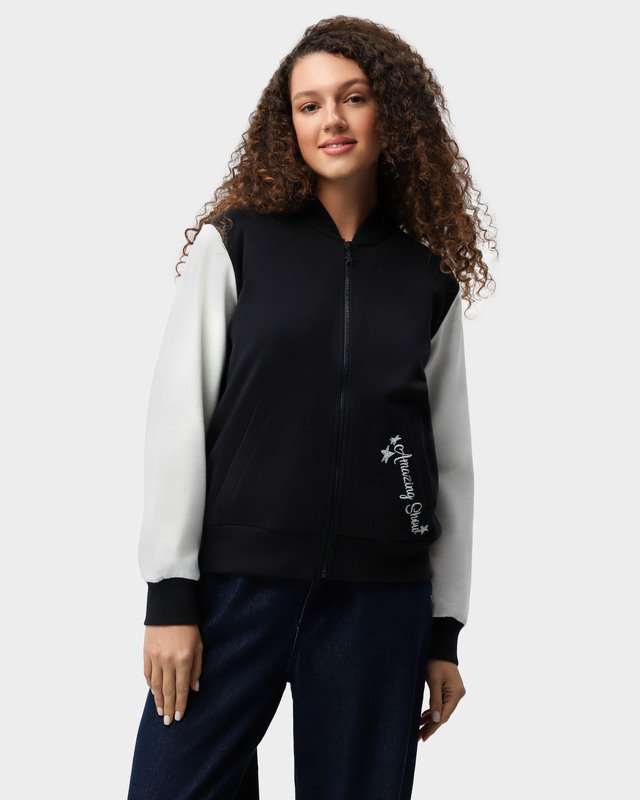 Куртка-бомбер из хлопка с вышивкой