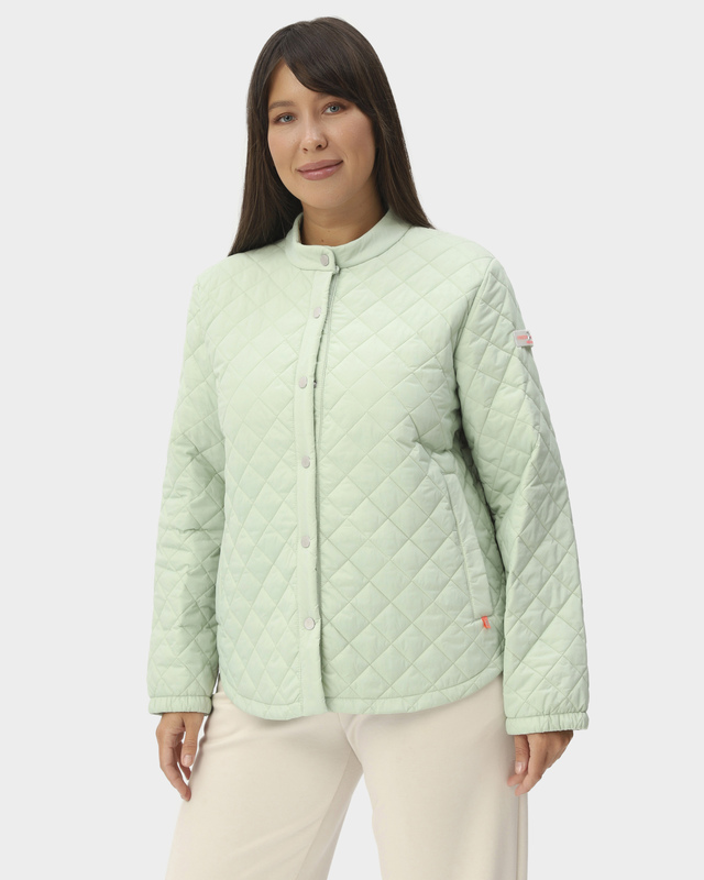 Стеганая куртка с воротником-стойкой и застежкой на кнопки