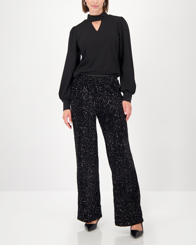 Широкие брюки с эластичным поясом и декором пайетками