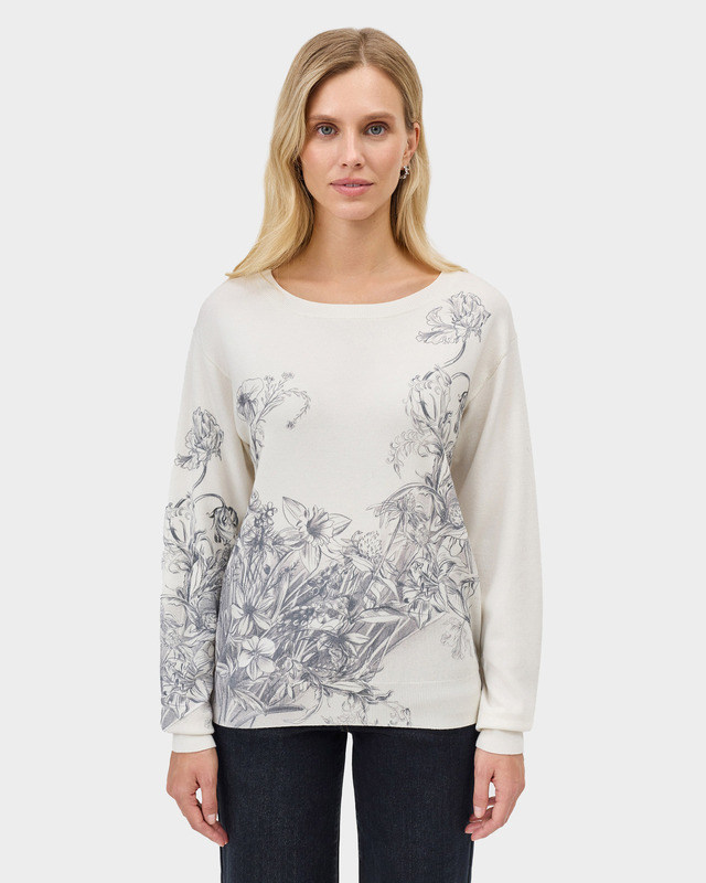 Вязаный джемпер прямого кроя с цветочным принтом