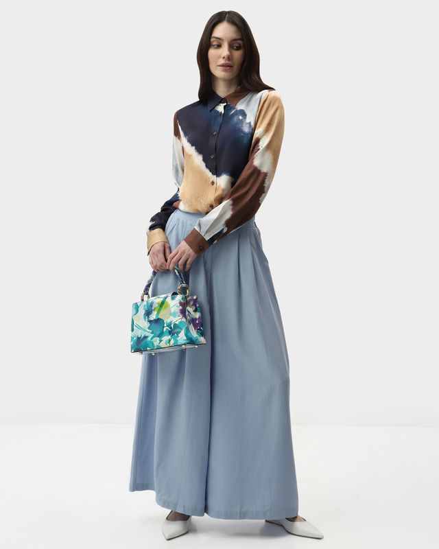 Брюки палаццо из бамбука и льна