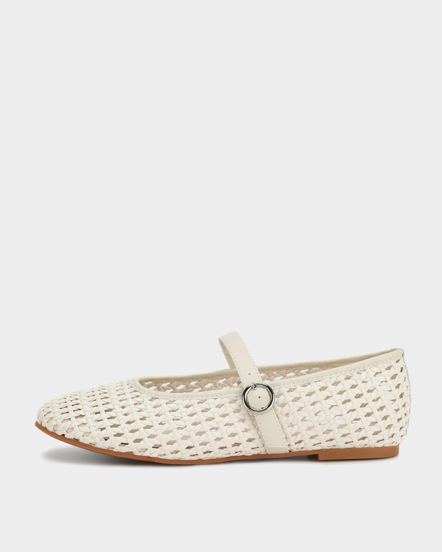 Балетки из натуральной кожи плетеной фактуры